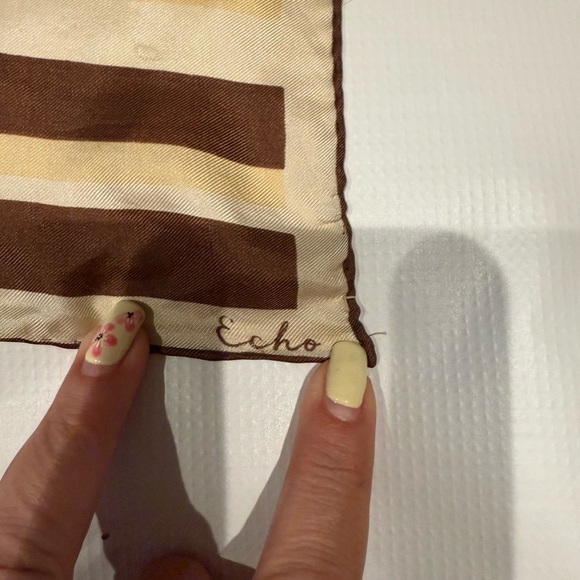 Echo Brown and Cream Silk Striped Scarf - Picture 2 of 6